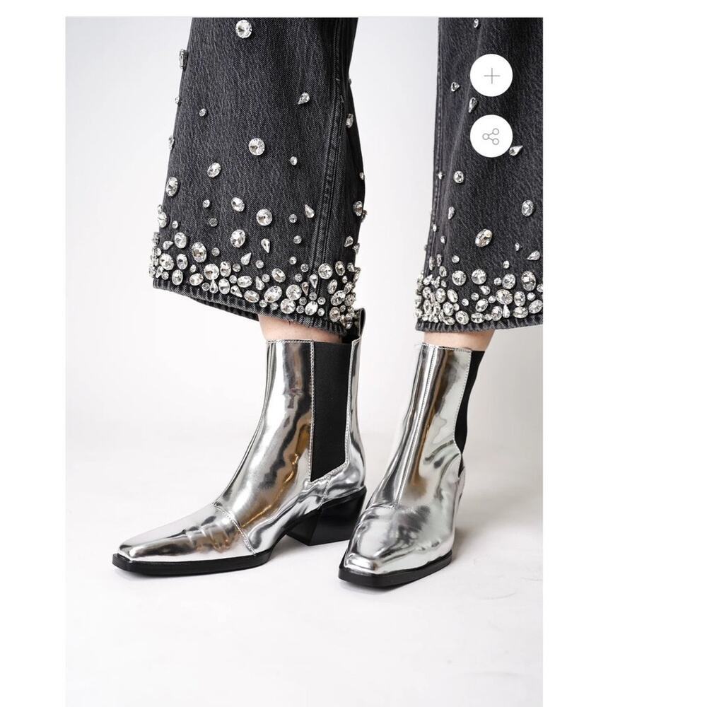 Rag and Bone Joni Chelsea low boot bootie metallic silver size 37/7/6.5